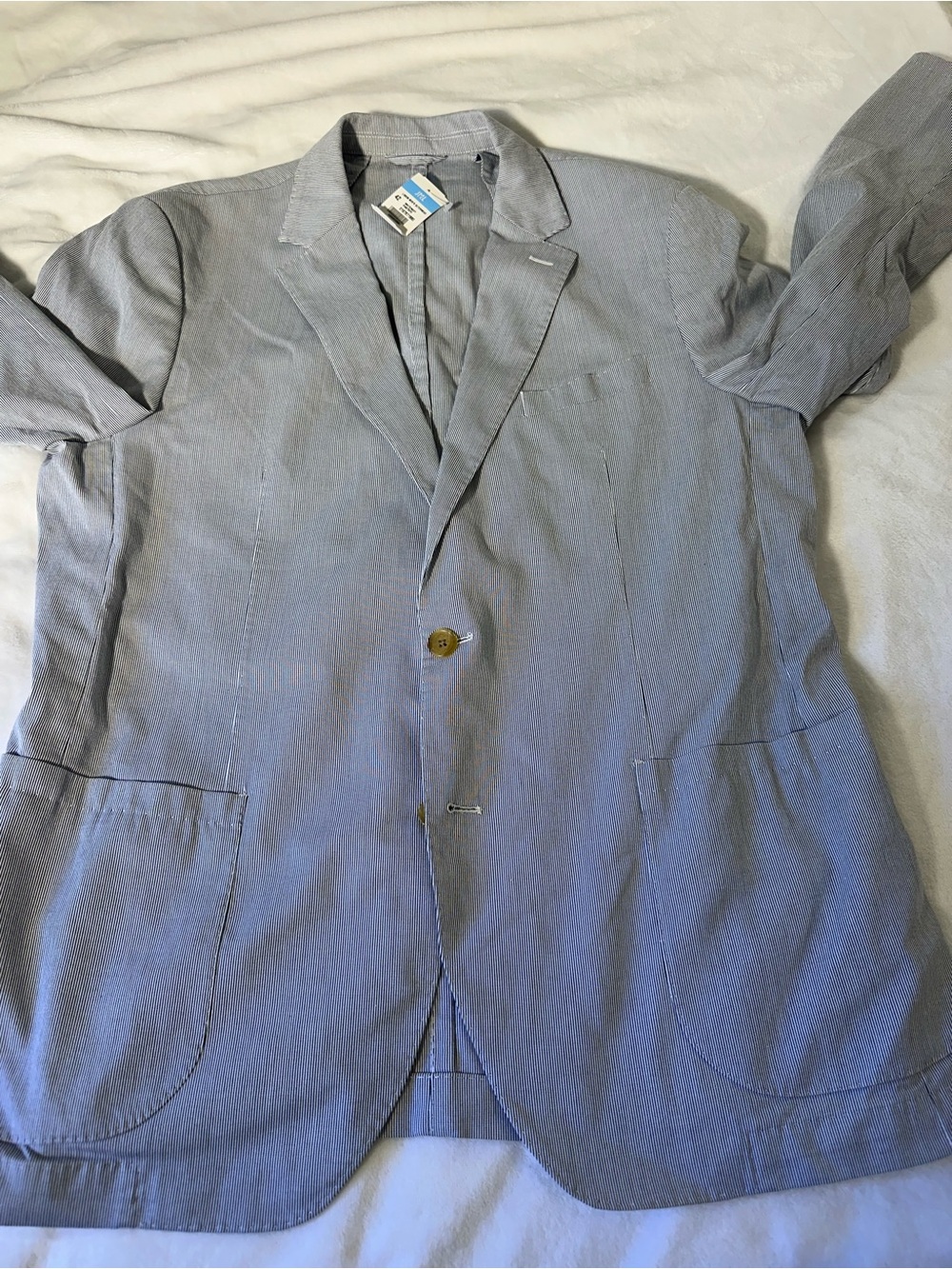 J. Mc Laughlin Men's Pinstripe Blazer Blue & White 42R Italian fabric NWT $398